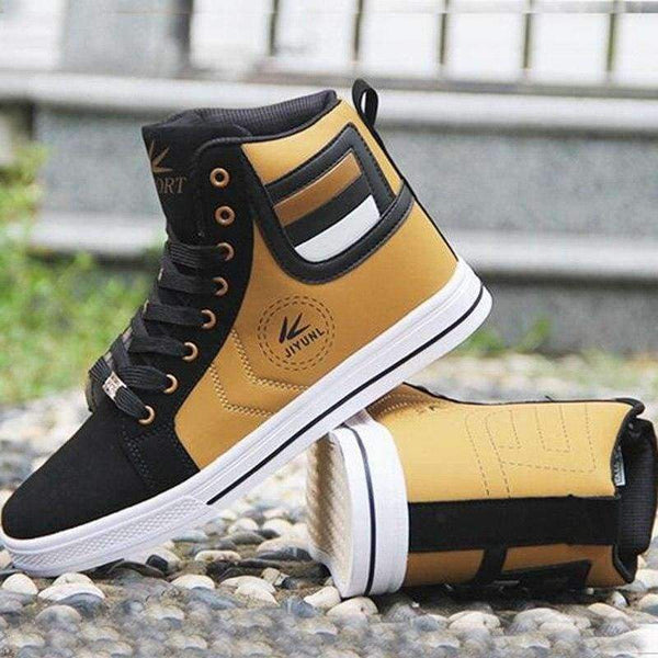 Planet Gates Black / 7 Men's Vulcanize Shoes Lace-up Men Casual Shoes Fashion High Top Men High Pipe Retro Comfortable Men's Flat Shoes Q71