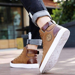 Planet Gates Black / 7 Men's Vulcanize Shoes Lace-up Men Casual Shoes Fashion High Top Men High Pipe Retro Comfortable Men's Flat Shoes TR642863