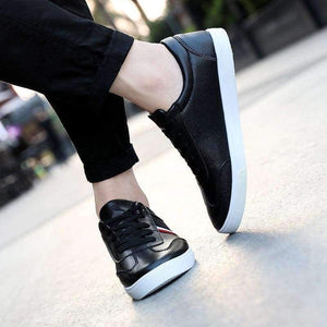 Planet Gates Black / 7 Mexemina Men's Shoes Spring Autumn PU Leather Lace-Up Wihte Style Light Breathable Fashion Sneakers Vulcanized Shoes Men