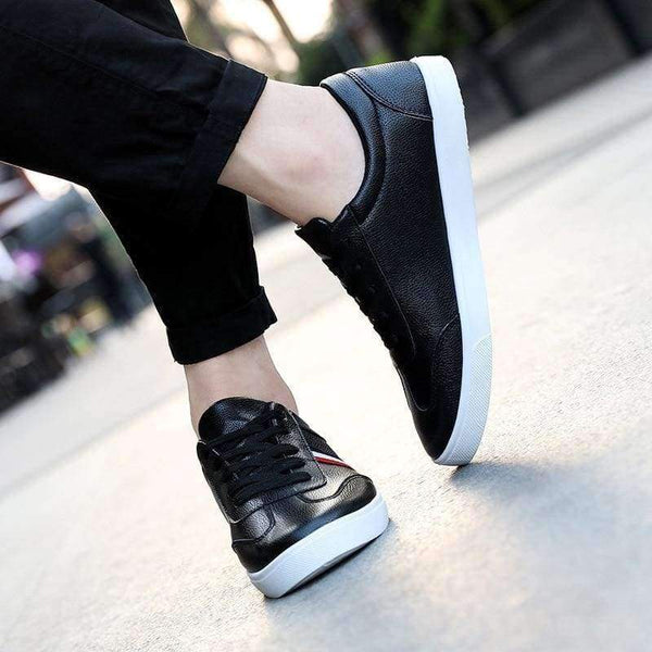 Planet Gates Black / 7 Mexemina Men's Shoes Spring Autumn PU Leather Lace-Up Wihte Style Light Breathable Fashion Sneakers Vulcanized Shoes Men