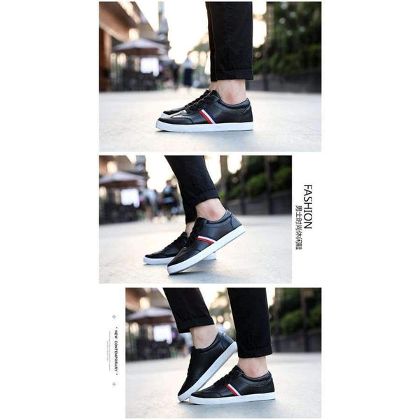 Planet Gates Black / 7 Mexemina Men's Shoes Spring Autumn PU Leather Lace-Up Wihte Style Light Breathable Fashion Sneakers Vulcanized Shoes Men