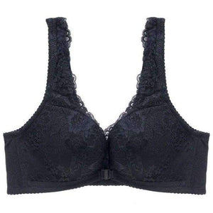 Planet Gates Black / 70A Seamless Wire Free Front Closure  Adjustable Lace Bra Women Thick Push Up Vest Small Breasts 5/8 Cup Sexy Underwear