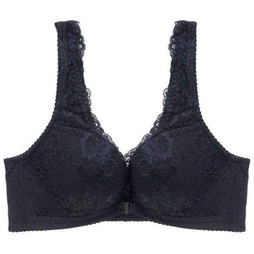 Planet Gates Black / 70A Seamless Wire Free Front Closure  Adjustable Lace Bra Women Thick Push Up Vest Small Breasts 5/8 Cup Sexy Underwear