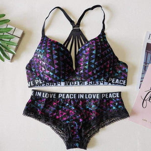 Women fitness workout sexy underwear lounge underwear women bra set patchwork sexy bra vs pink black blue lingerie