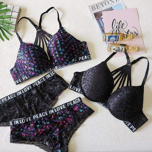 Planet Gates Black / 70A Women fitness workout sexy underwear lounge underwear women bra set patchwork sexy bra vs pink black blue lingerie