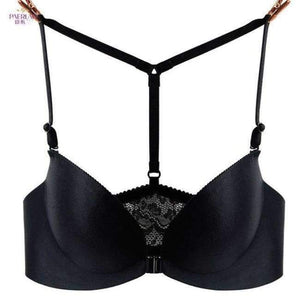 Planet Gates black / 70A Women Lycra Front Closure Y type Beauty Back Floral Lace Bra Sexy Female One - Piece Seamless Push Up backless Underwear