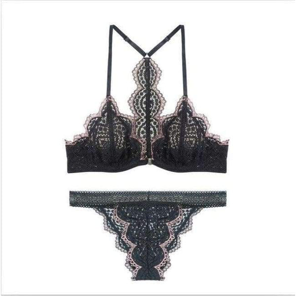 Planet Gates Black / 70B For 32B Women's underwear 2018 Women Sexy Lace Lingerie set Front Closure brassiere Fashion Women thin bralette lounge bra set