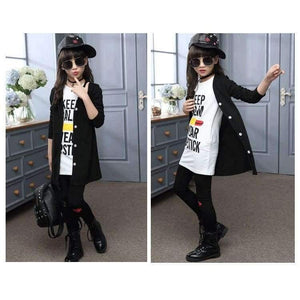 Planet Gates Black / 7T Children girls clothing sets autumn teenage girls sport suit school kids clothes tracksuit long coat Leggings 3pcs girls clothes