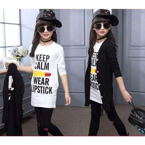 Planet Gates Black / 7T Children girls clothing sets autumn teenage girls sport suit school kids clothes tracksuit long coat Leggings 3pcs girls clothes