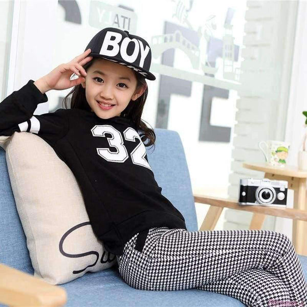 Planet Gates black / 8 Teenage Girls Clothing Sets Spring  Kids Girls Clothes Sports Suit Set Long Sleeve Top & Pants 2 pcs Tracksuit White Black