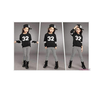 Teenage Girls Clothing Sets Spring Kids Girls Clothes Sports Suit Set Long Sleeve Top & Pants 2 Pcs Tracksuit White Black