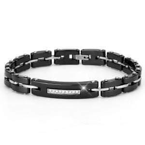 Planet Gates Black 8MM Width New Ceramic Bracelets With Bling Rhinestone Good Quality Black White Ceramic Women Bracelet With Watch Chain For Women