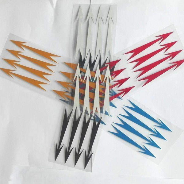 Planet Gates Черни 8 бр. Светлоотразителни винилови стикери със стрелки Стикер за автомобилни джанти Аксесоари за екстериор Декорация Стикер за мотоциклет