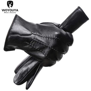 Planet Gates Black / 9.5 Comfortable Keep warm gloves male winter,Water ripple design sheepskin men's gloves,black men's leather gloves-8001Y