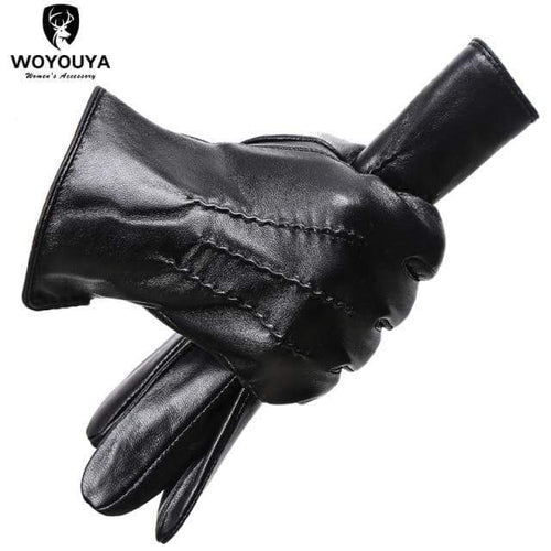 Planet Gates Black / 9.5 Comfortable Keep warm gloves male winter,Water ripple design sheepskin men's gloves,black men's leather gloves-8001Y