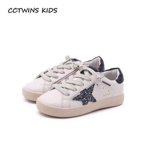 Planet Gates Black / 9.5 Fashion Baby Girl Sport Star Gold Shoe Kid Glitter Sneaker Children Leather Breathable Trainer FSL2239