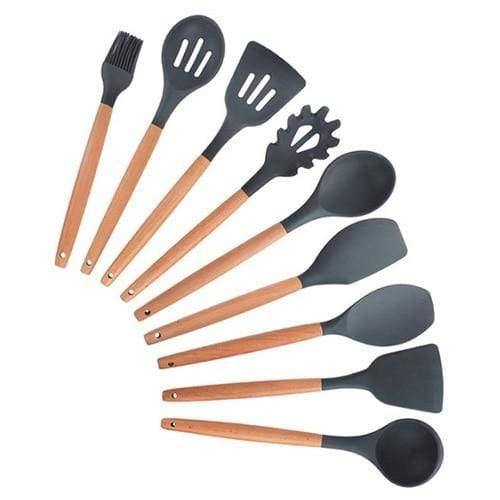 Planet Gates Black 9pcs-B 9/10/12pcs Cooking Tools Set Premium Silicone Kitchen Cooking Utensils Set With Storage Box Turner Tongs Spatula Soup Spoon