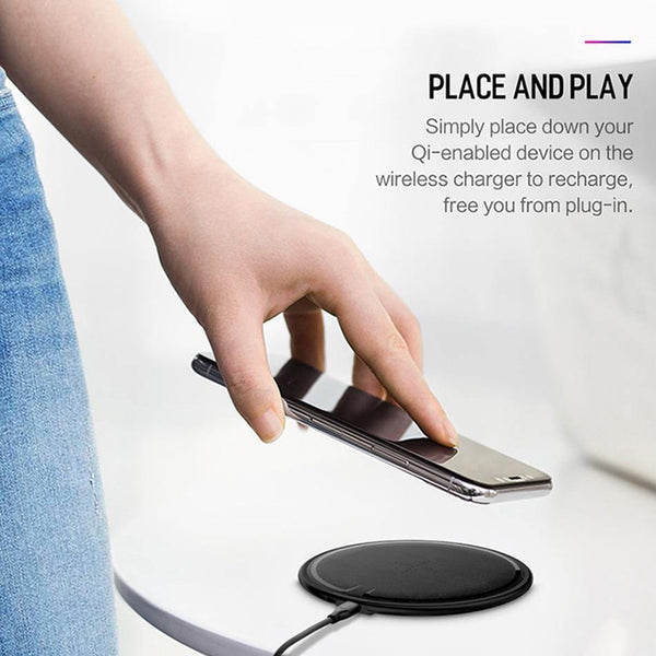Planet Gates Black A ROCK For iPhone Samsung Wireless Charger, 10W Desktop Smart Phone Qi Wireless Charger For iPhone X Galaxy S8 Note 8 WPC FOD