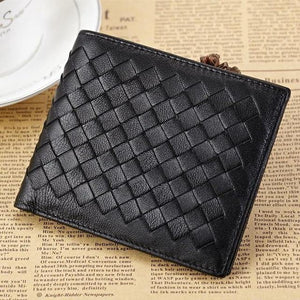 Planet Gates Black A Sheepskin Weave Men Wallets Fashion Male Clutch Wallet Genuine Sheep Leather Purses Card Holder Purses Coin Purse