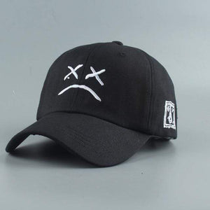 Planet Gates Black / Adjustable Embroidery 100% Cotton Baseball Cap Sad face White Black Hat Golf Cap Hip Hop Snapback Women Men