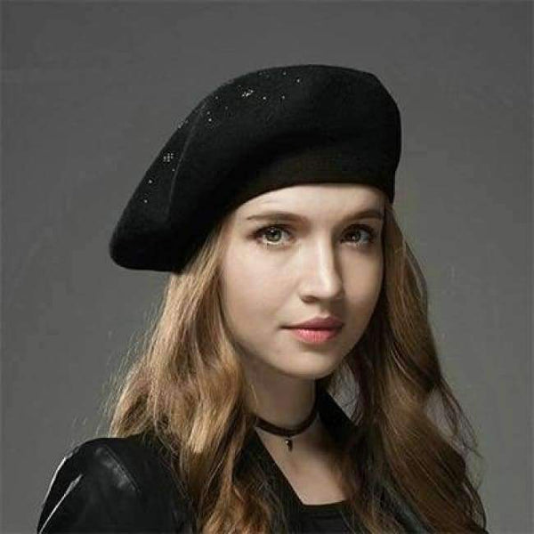 Planet Gates black / adjustable MingJieBiHuo new Winter wool warm beret hat women Fashion wild painter soild casual girls beret hat