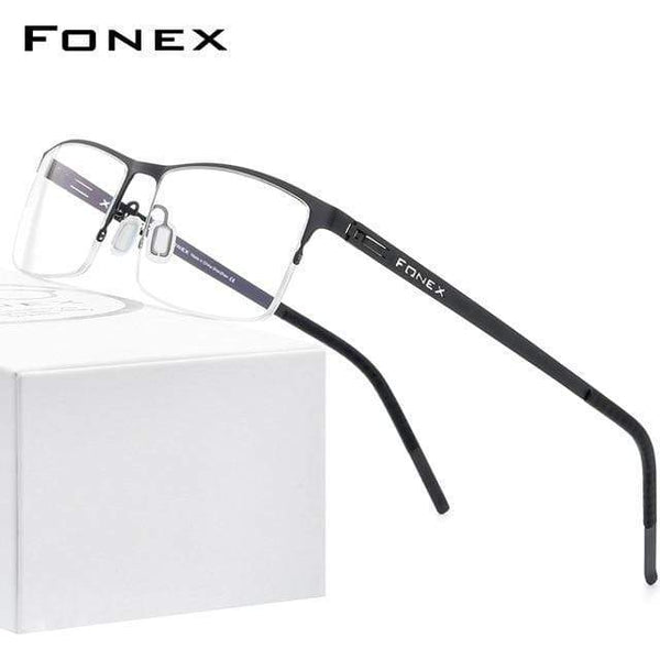 Planet Gates Black Alloy Glasses Frame Men Square Myopia Prescription Optical Eyeglasses 2020 New Metal Half Korean Screwless Eyewear 992