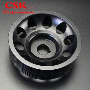 Planet Gates Black Aluminum Light-Weight Crankshaft Crank Pulley Fits For Subaru Impreza WRX STI Gray/Red/Black