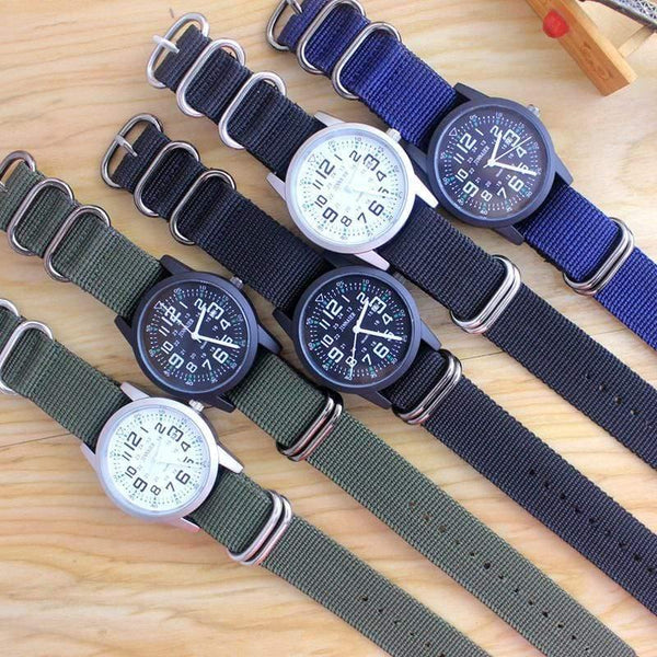 Planet Gates black and black Couples lovers women men quartz sports watches students Stripe canvas electronic waterproof wristwatches clock