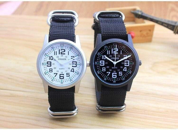 Planet Gates black and black Couples lovers women men quartz sports watches students Stripe canvas electronic waterproof wristwatches clock