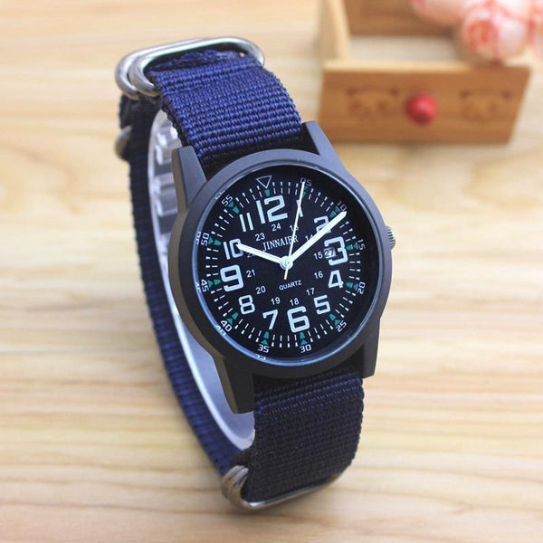 Planet Gates black and black Couples lovers women men quartz sports watches students Stripe canvas electronic waterproof wristwatches clock