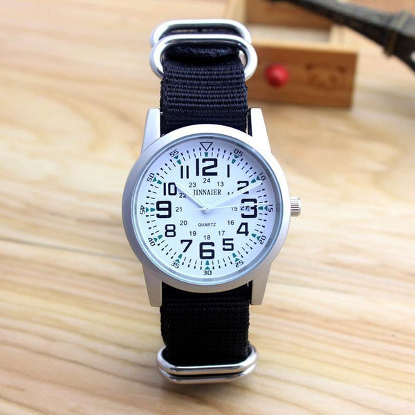 Planet Gates black and black Couples lovers women men quartz sports watches students Stripe canvas electronic waterproof wristwatches clock