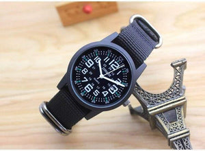 Planet Gates black and black Couples lovers women men quartz sports watches students Stripe canvas electronic waterproof wristwatches clock