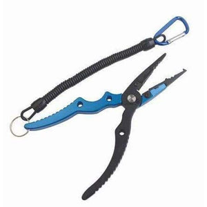 Planet Gates black and blue Aluminum Alloy Fishing Pliers Split Ring Cutters Fishing Holder Tackle with Sheath & Retractable Tether Combo Hooks Remover