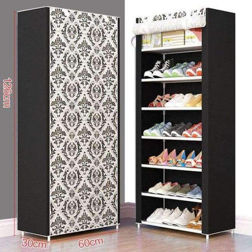 Planet Gates Black and white Shoe rack 8-layer 7-grid Non-woven fabrics large shoe cabinet organizer removable shoe storage for home furniture