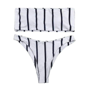 Planet Gates Black and white striped Bikini set women push up swimsuit women swimwear 2018 sexy Low waist bandeau bathing suit new