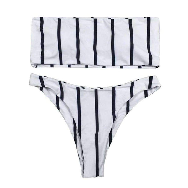 Planet Gates Black and white striped Bikini set women push up swimsuit women swimwear 2018 sexy Low waist bandeau bathing suit new