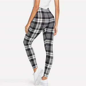 Planet Gates Black and White / XS Trousers Women Workout Leggings Fitness Clothing Black and White Plaid Print Leggings 2018 Womens Leggings Pants