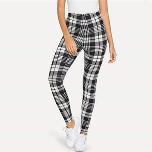 Planet Gates Black and White / XS Trousers Women Workout Leggings Fitness Clothing Black and White Plaid Print Leggings 2018 Womens Leggings Pants