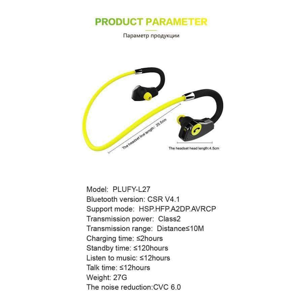Planet Gates Black and yellow Wireless Earphones Bluetooth Headphone Sport Running Auriculares Inalambrico Waterproof Headset Music Ecouteur Audifonos