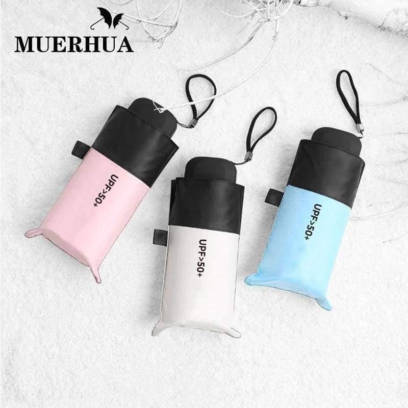 Planet Gates Black Anti-UV Pocket Mini Umbrella Rain Women Windproof Durable 5 Folding Sun Umbrellas Portable Sunscreen Female Parasol