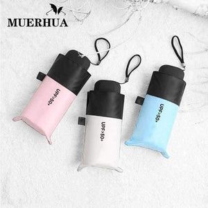 Planet Gates Black Anti-UV Pocket Mini Umbrella Rain Women Windproof Durable 5 Folding Sun Umbrellas Portable Sunscreen Female Parasol