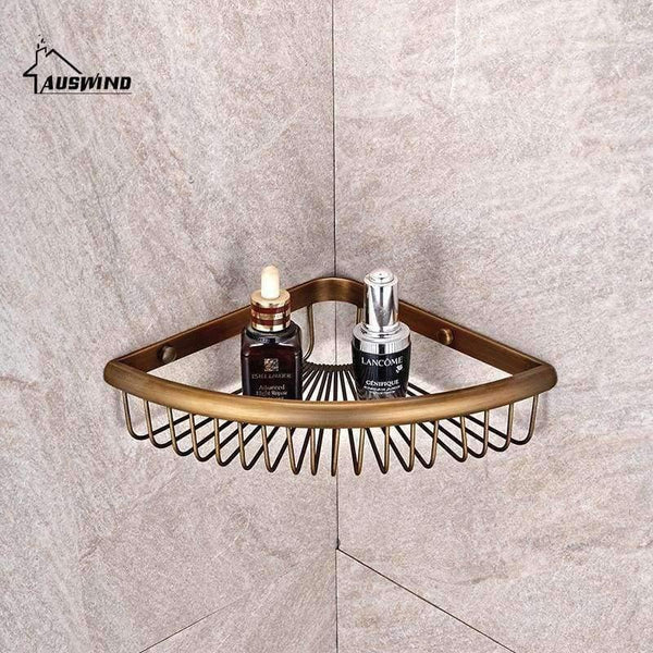 Planet Gates Black Antique Solid Brass Corner Shelf Brushed Bronze Basket Ceramic Storage/Bathroom Shelves Bathroom Accessories Products