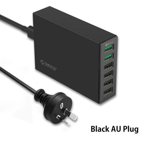 Planet Gates Black AU QSL-6U 6 Ports QC2.0 Quick USB Charger Mobile Phone Charger  for Samsung Huawei LG Iphone Adapter EU/US/UK/AU Plug