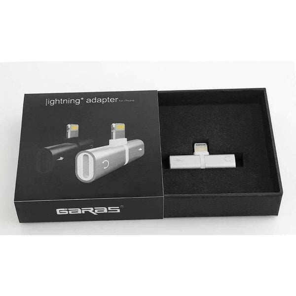 Planet Gates Black Audio Adapter For iPhone 7 8Plus X Charging/Audio 2 in 1 Charger Cable Adapter For Lightning Jack to Earphone AUX Cable