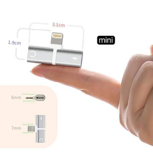 Planet Gates Black Audio Adapter For iPhone 7 8Plus X Charging/Audio 2 in 1 Charger Cable Adapter For Lightning Jack to Earphone AUX Cable