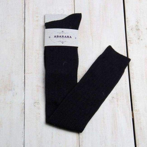 Autumn And Winter Vertical Stripe Long Tube Knee Socks Cuff Anti-Skid Stockings Thigh High Thick Stocking Tights - Black