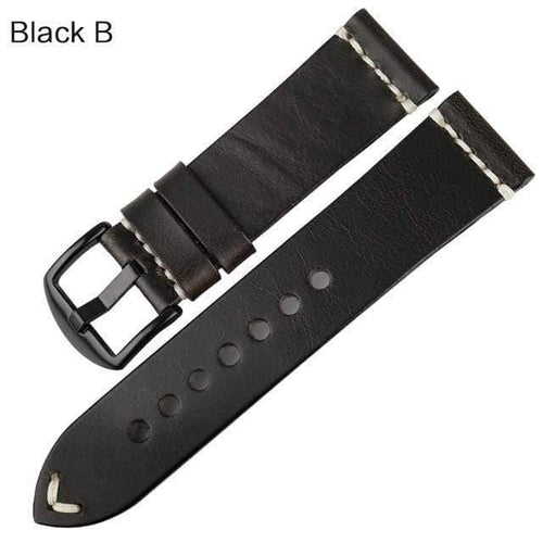 Planet Gates Black B / 22mm Watch Accessories Cow Leather Strap Watch Bracelet Brown Vintage Watch band 20mm 22mm 24mm Watchband For Fossil Watch