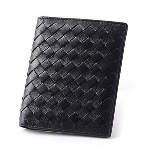 Planet Gates Black B Sheepskin Weave Men Wallets Fashion Male Clutch Wallet Genuine Sheep Leather Purses Card Holder Purses Coin Purse