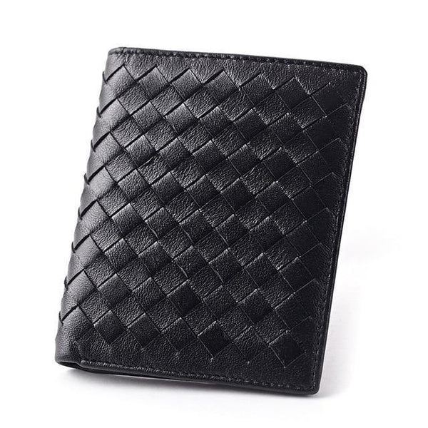 Planet Gates Black B Sheepskin Weave Men Wallets Fashion Male Clutch Wallet Genuine Sheep Leather Purses Card Holder Purses Coin Purse