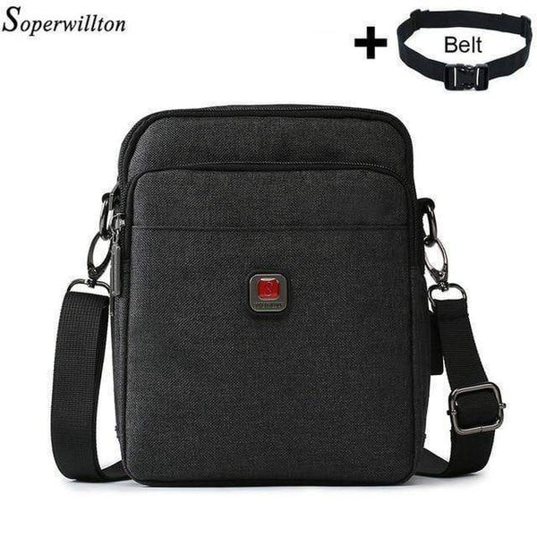 Planet Gates Black bag and Belt / M 18x14.5x10cm Men's Bag USB charging Shoulder Crossbody Bags Water-resistent Oxford Travel Bags Zipper Belt Bag Male #1042